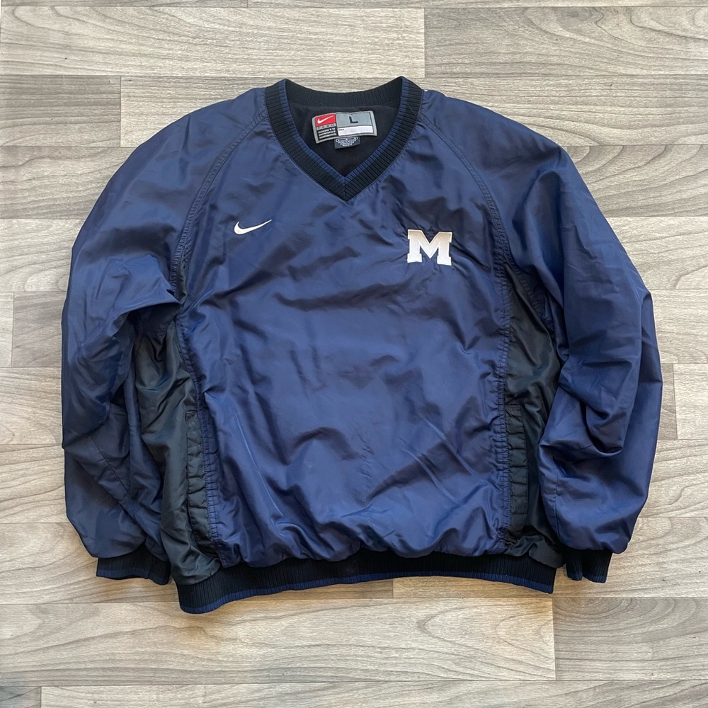 Y2K vintage NIKE windbreaker coachs jacket M school jacket large navy blue